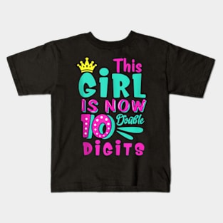 This Girl Is Now 10 Double 10th Birthday Kids T-Shirt